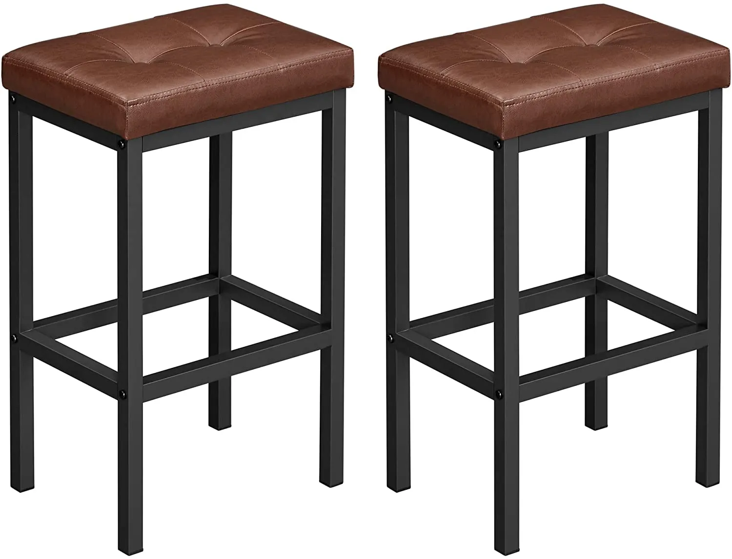 Bar Stool, Set Of 2, Bar Stools, 40 X 30 X 62 Cm, Backrest, Pu Cover, Easy To Assemble, Industrial Design For Dining Room, Kitch