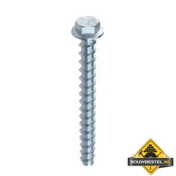 Betonschroef zeskant verzinkt 7,5x80mm BM=6mm | 100 stuks