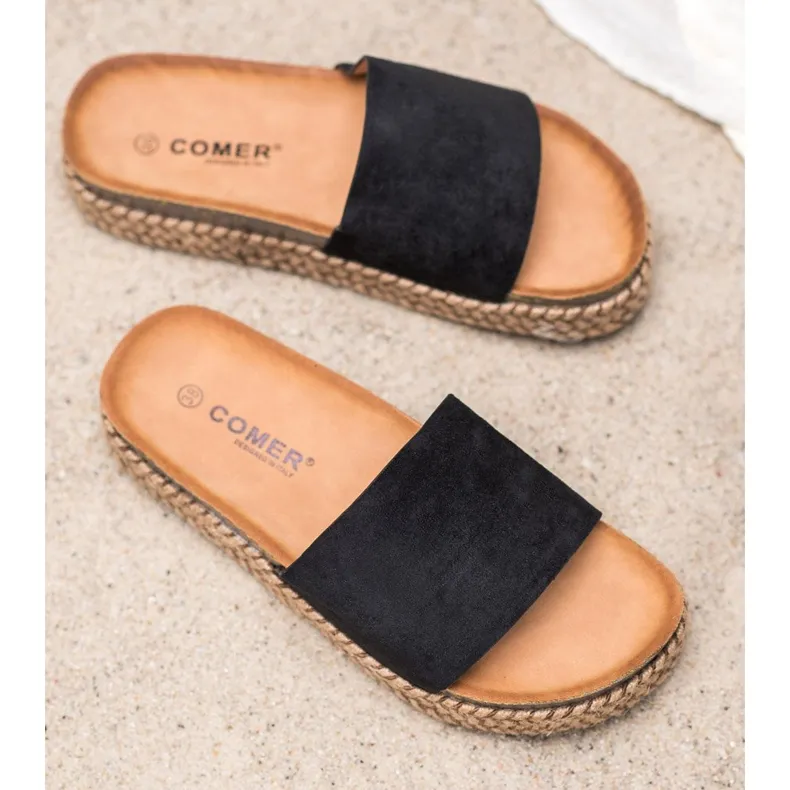 Comer Casual pantoffels op het platform zwart