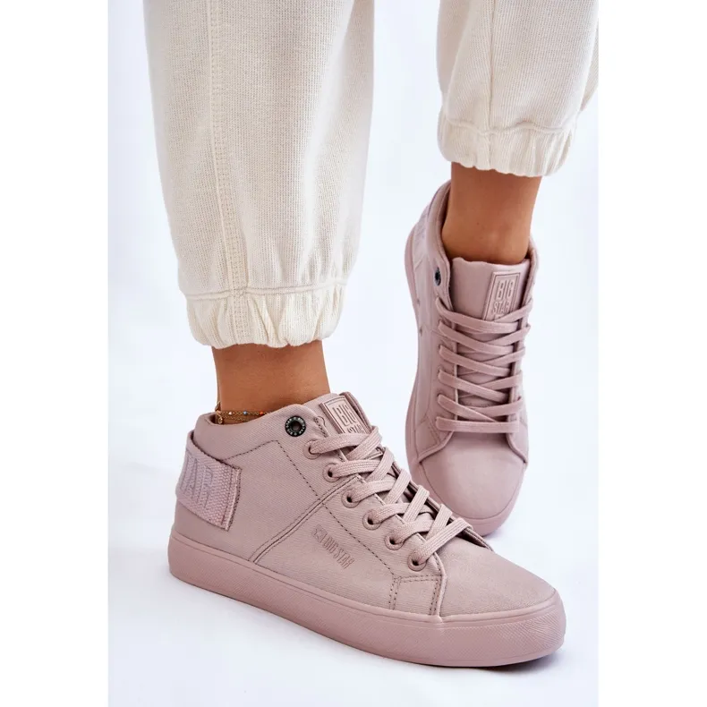 Dames Classic High Top Sneakers Big Star LL274004 Nude roze