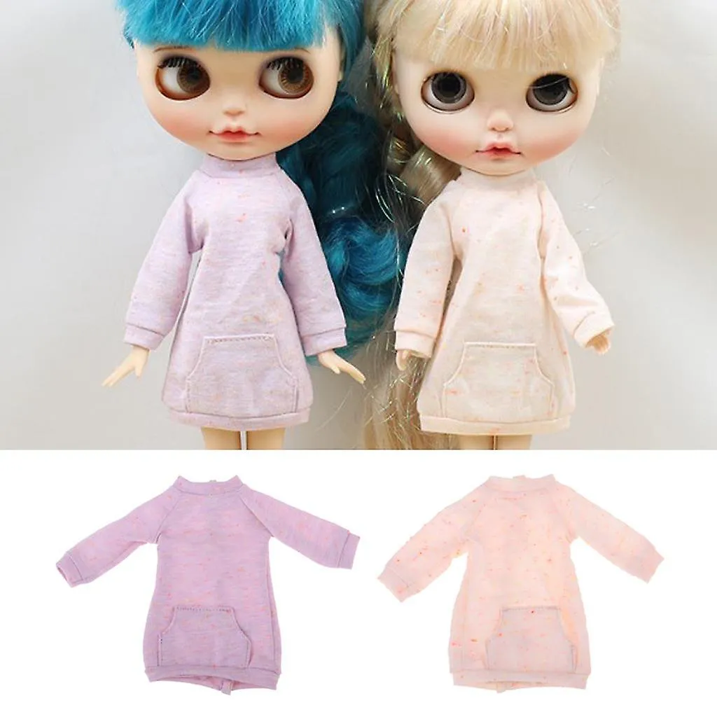 Doll Outfit Long Sleeve Hoodies Outerwear Tops For 1/6 Blythe Azone Ob24 Dolls Purple