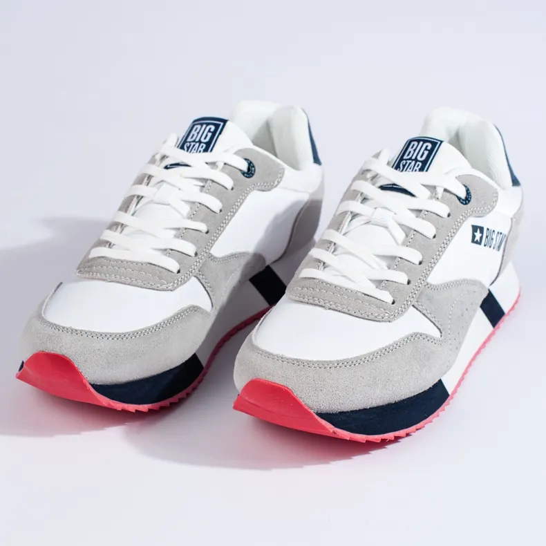 Heren sportschoenen wit en grijs LL174160 Big Star