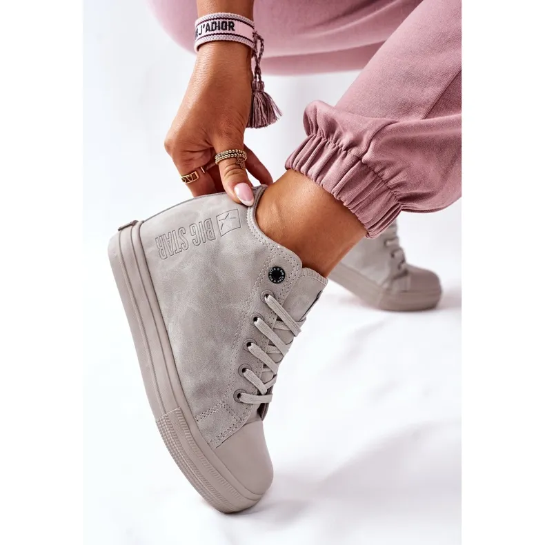 Leren Sneakers On Wedge Big Star II274093 Grijs