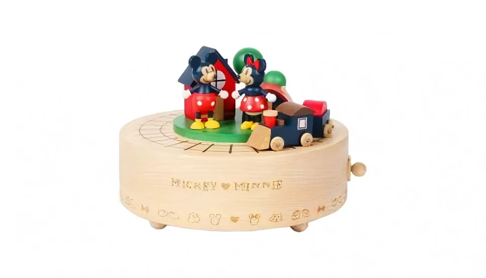 muziekdoos Mickey en Minnie Wooderful Life 14 cm hout
