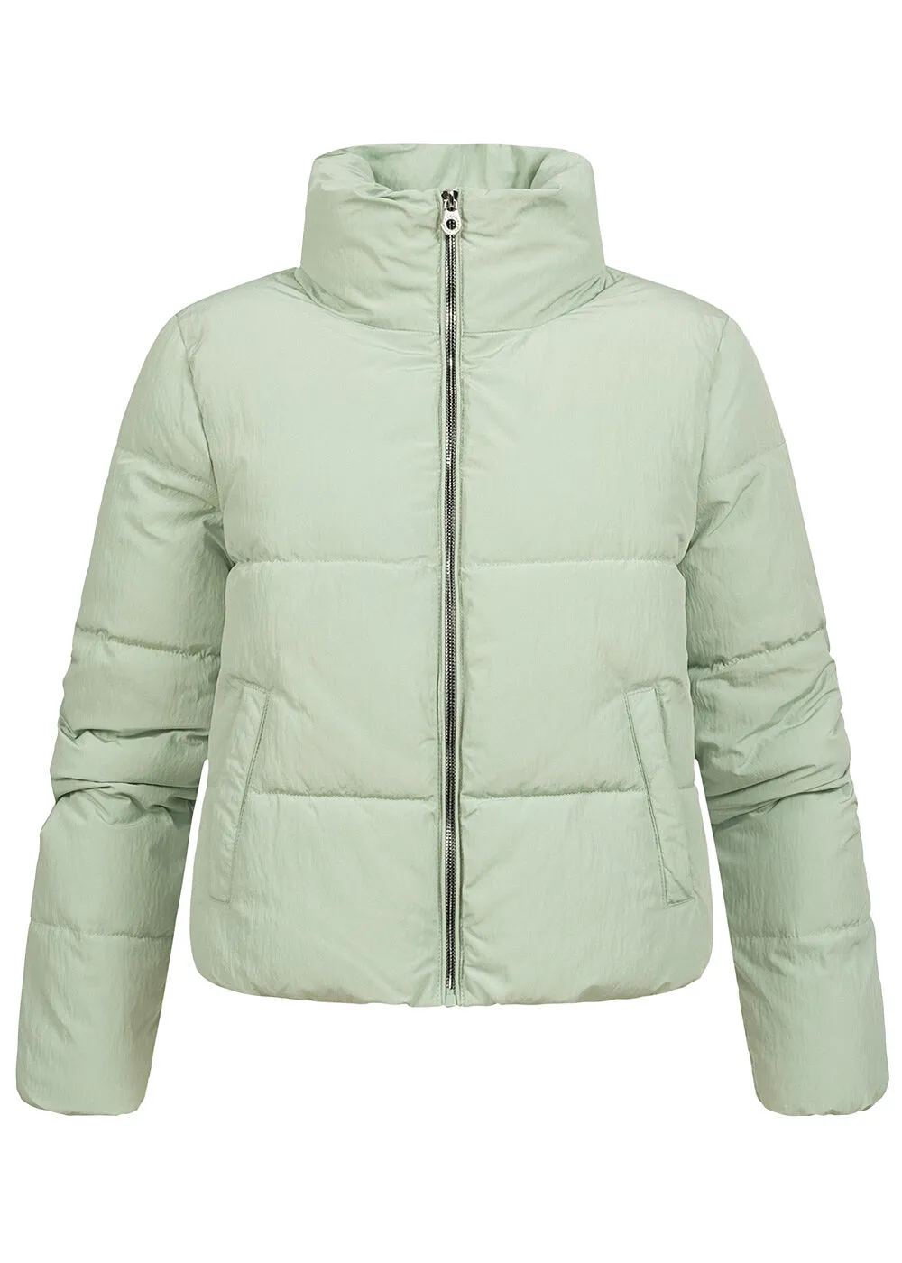 ONLY DAMEN NOOS KURZE PUFFER STEPPJACKE STEHKRAGEN 2POCKETS FROSTY GRüN