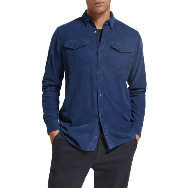 Scotch & Soda Archive fine corduroy western shirt denim blue
