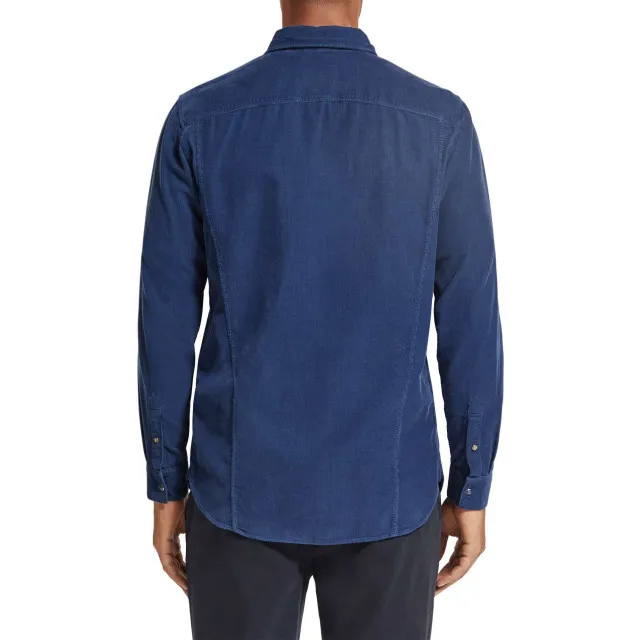 Scotch & Soda Archive fine corduroy western shirt denim blue