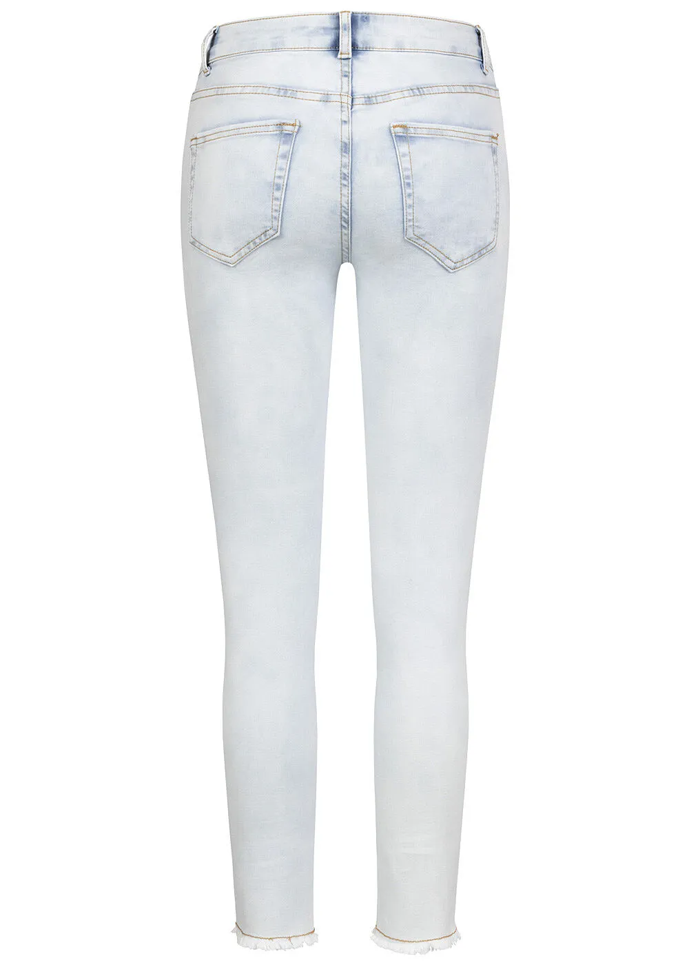 Seventyseven Lifestyle Dames High Waist Enkel Jeans met 5 zakken gewassen blauw