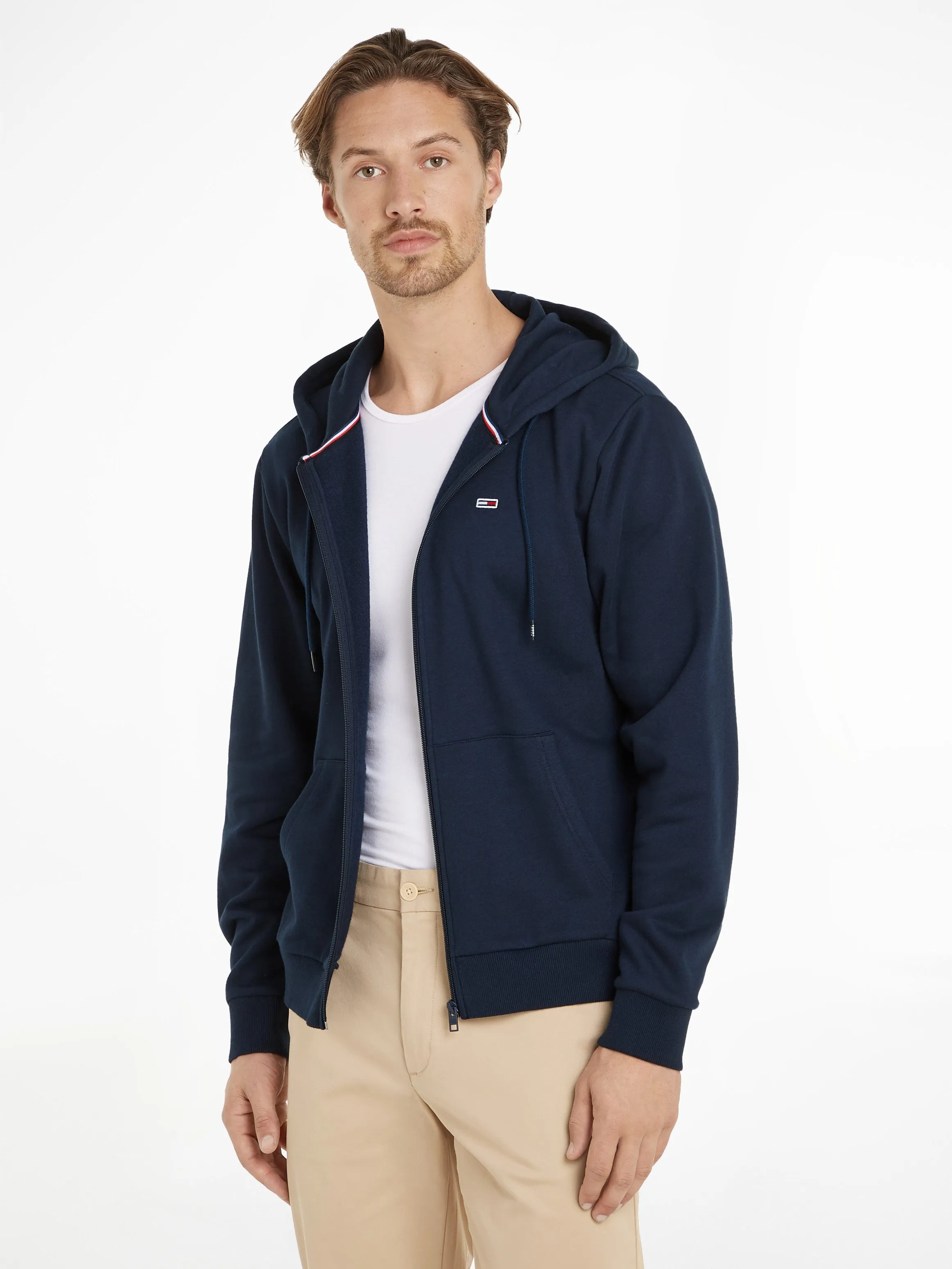 Tommy Hilfiger Blauwe Hoodie met Rits voor Mannen Herfst Winter Blue Heren