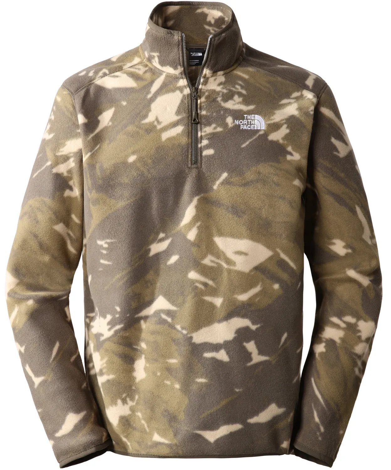 Trui The North Face Men 100 Glacier 1/4 Zip New Taupe Green Snowcap Mountains Print