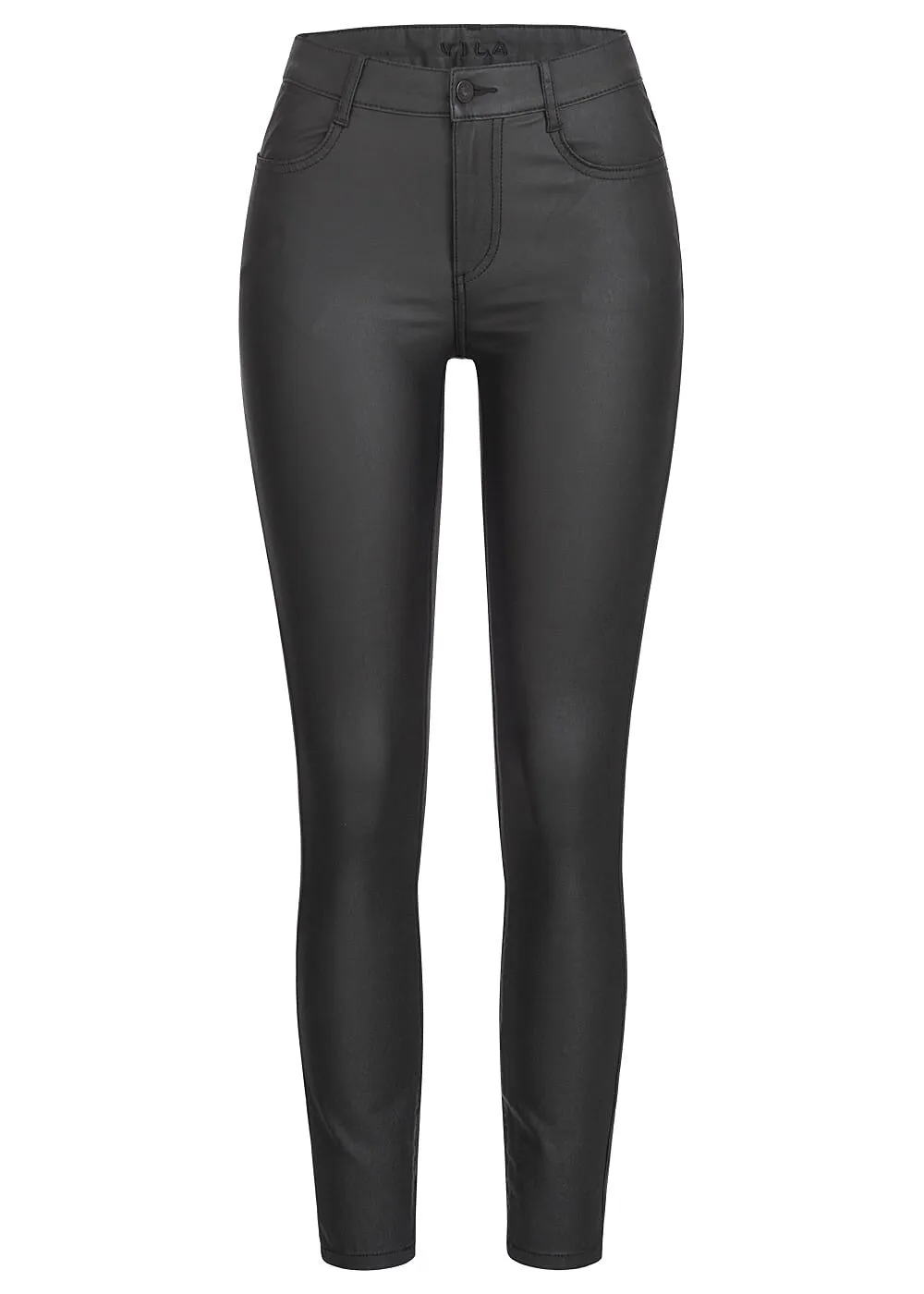 VILA Dames NOOS Gecoate broek Skinny Fit met 4 zakken zwart