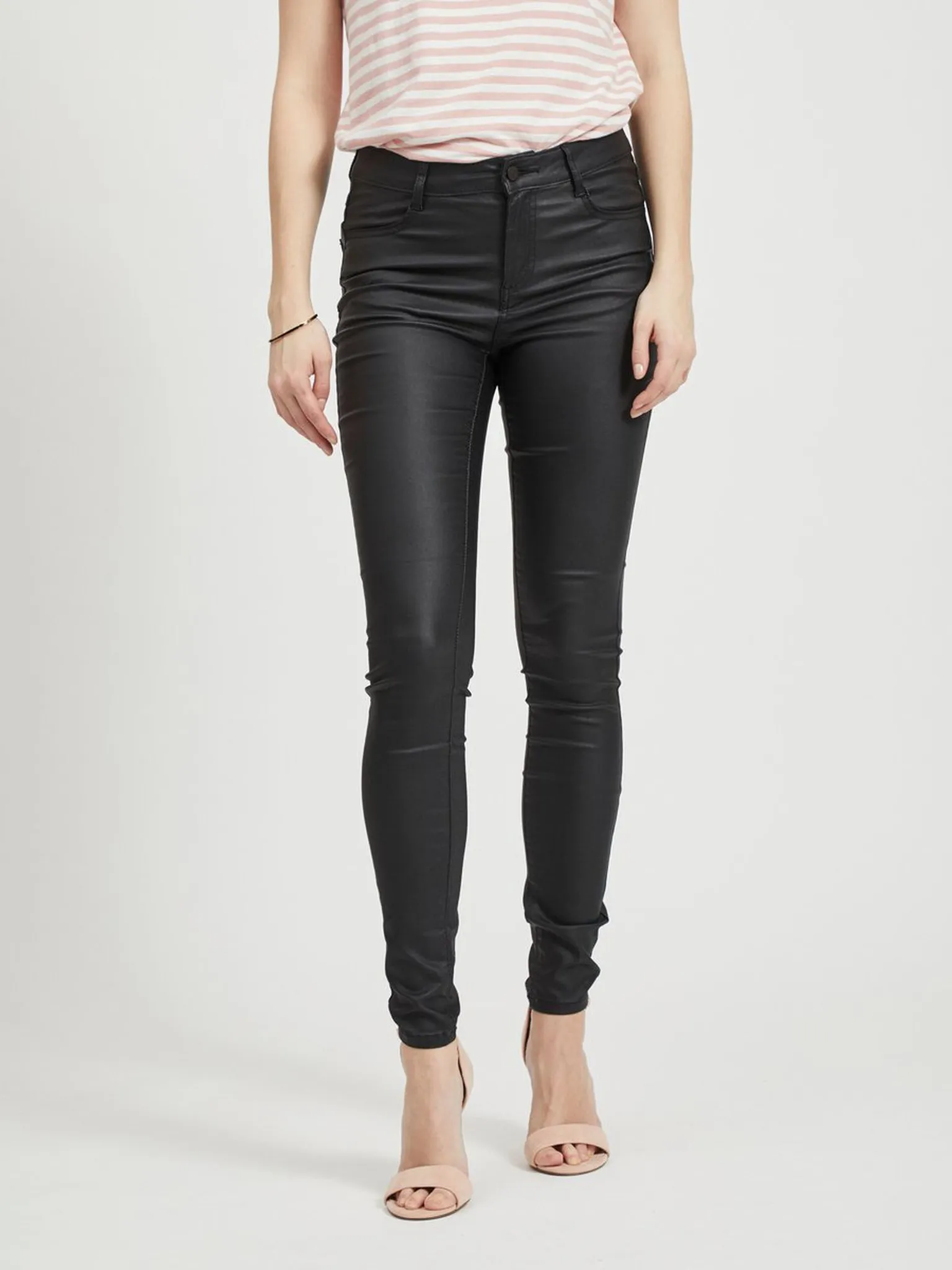 VILA VICOMMIT COATED RWSS NEW PANTNOOS BLACK