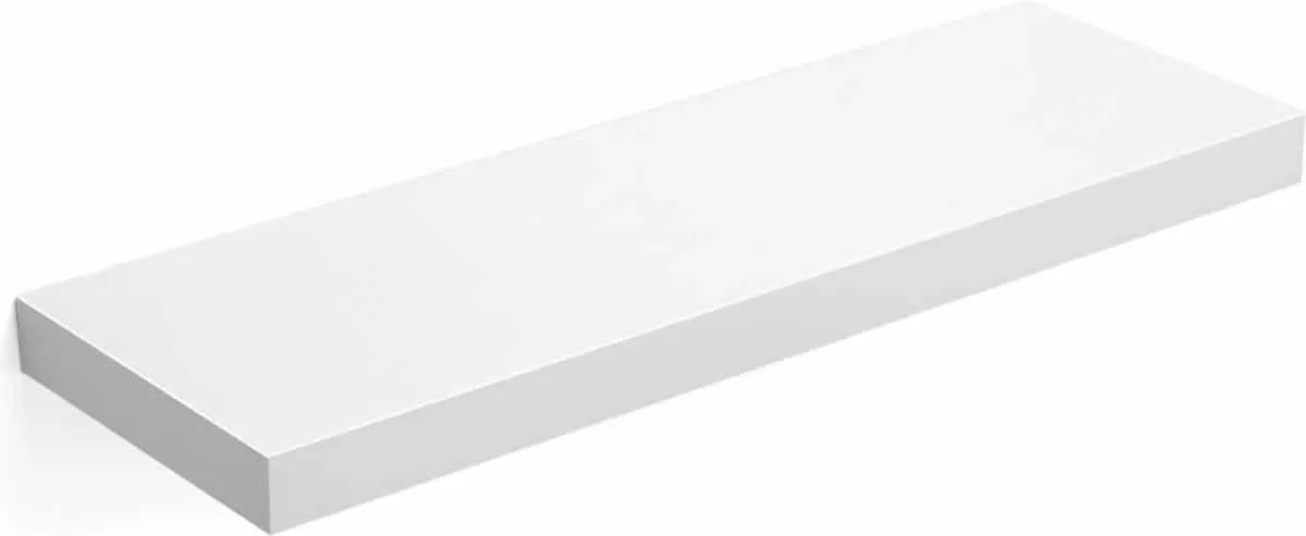 WANDPLANK, WANDPLANK 60 X 20 X 3,8 CM, ZWEVENDE PLANK, HANGENDE PLANK VOOR FOTO’S, DECORATIE, MDFHOUT, WIT